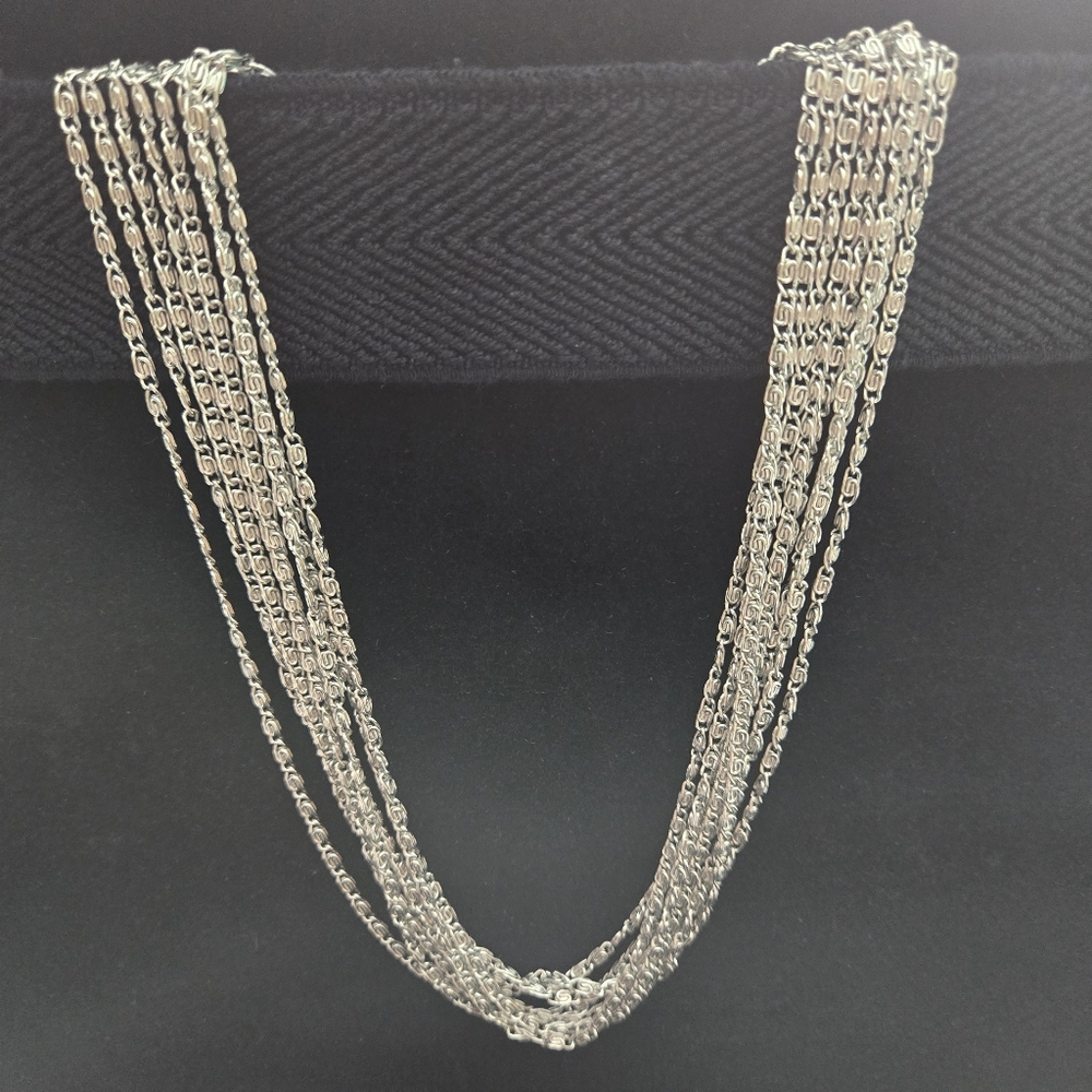 Vintage Sarah Coventry Signed Sarah Cov. Silver Tone Multi Chain Necklace
